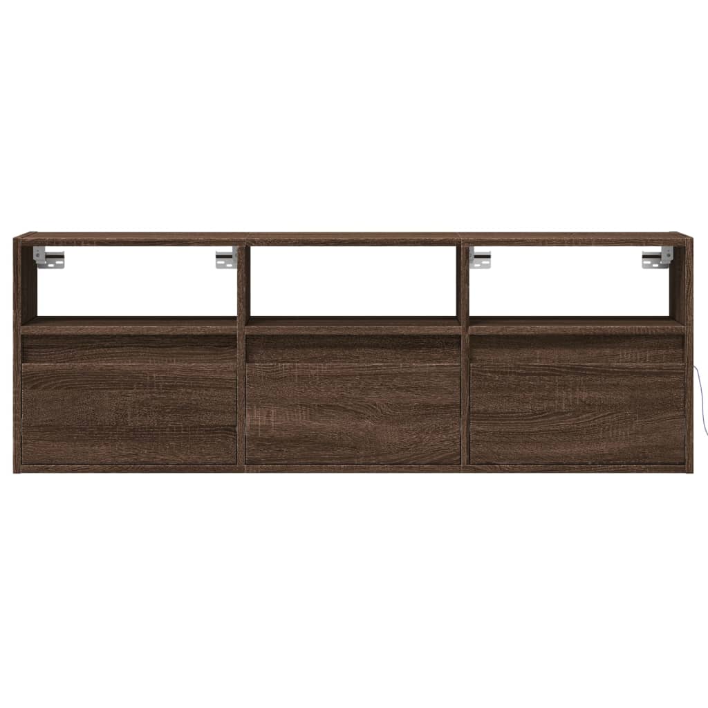 TV-Wandschrank LED-Beleuchtung Braun Eichen-Optik 130x31x45 cm