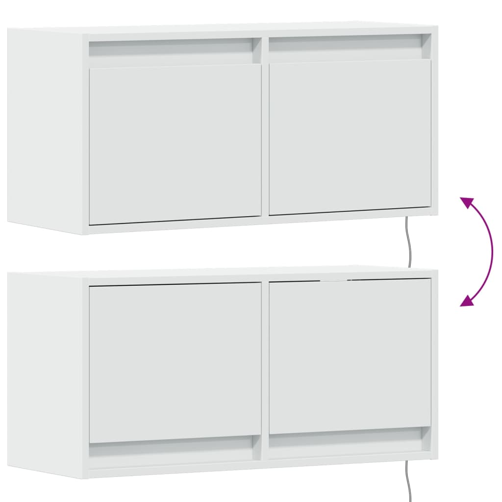 TV-Wandschrank mit LED-Beleuchtung Weiß 80x31x38 cm