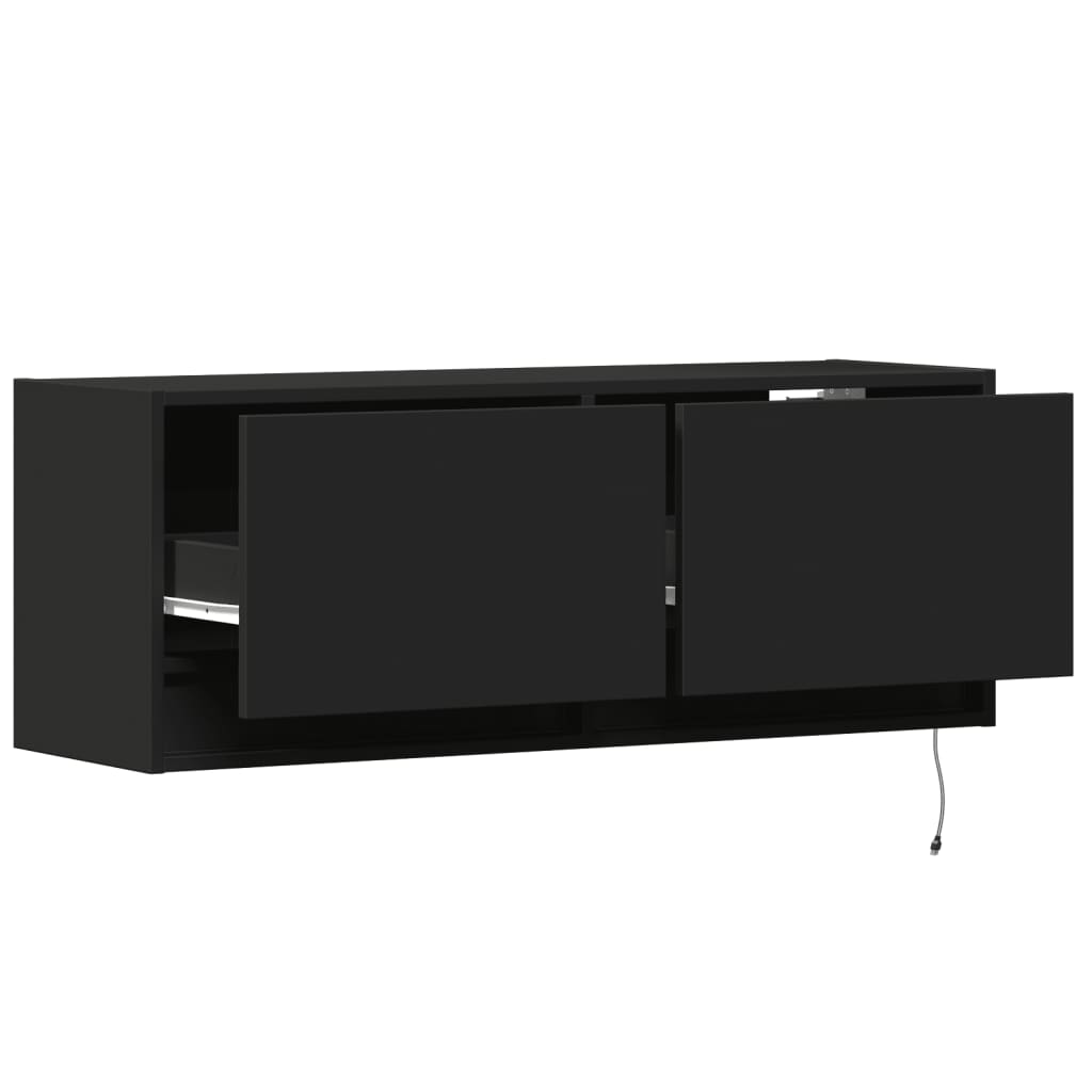 TV-Wandschrank mit LED-Beleuchtung Schwarz 100x31x35 cm