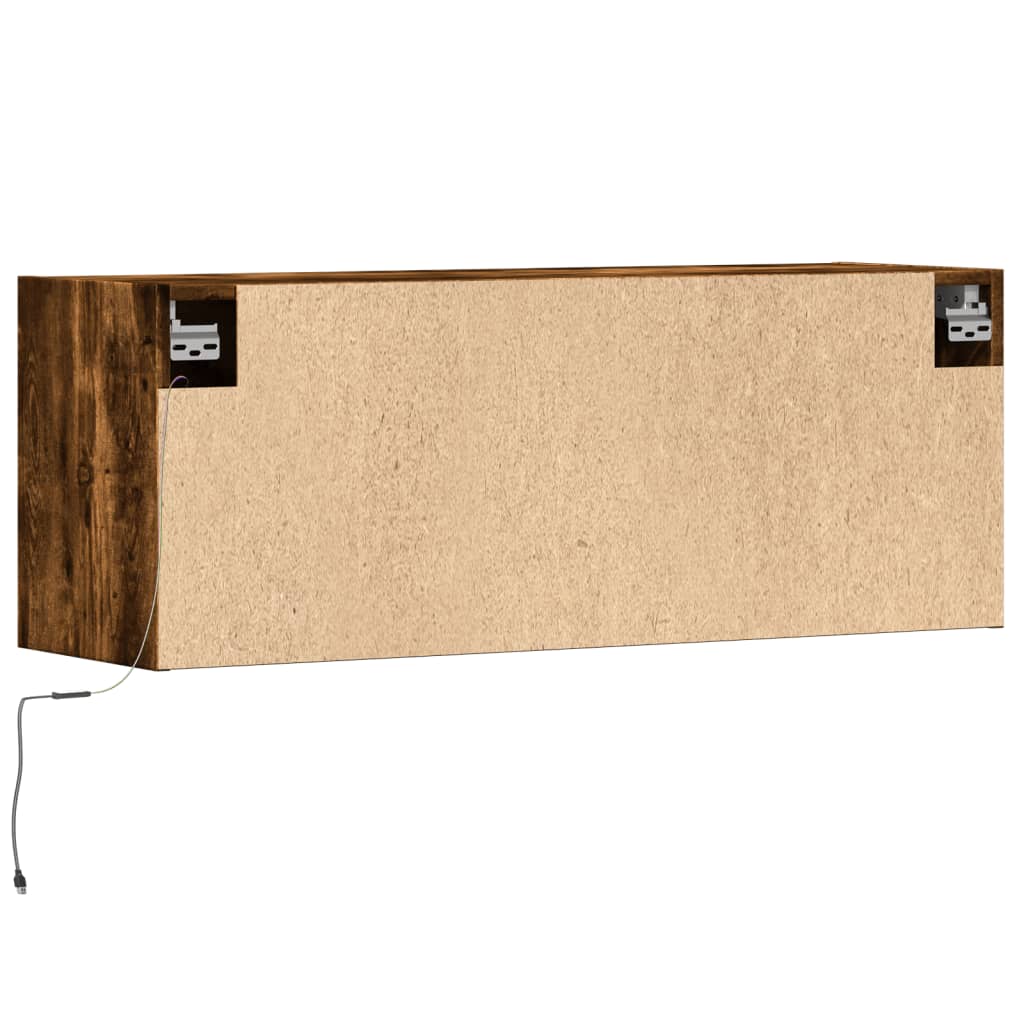 TV-Wandschrank mit LED-Beleuchtung Räuchereiche 100x31x35 cm