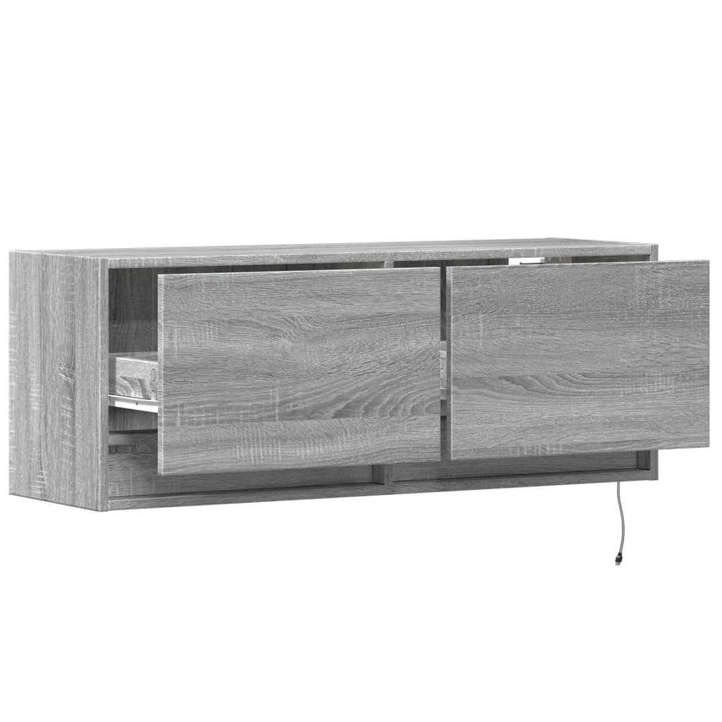 TV-Wandschrank mit LED-Beleuchtung Grau Sonoma 100x31x35 cm