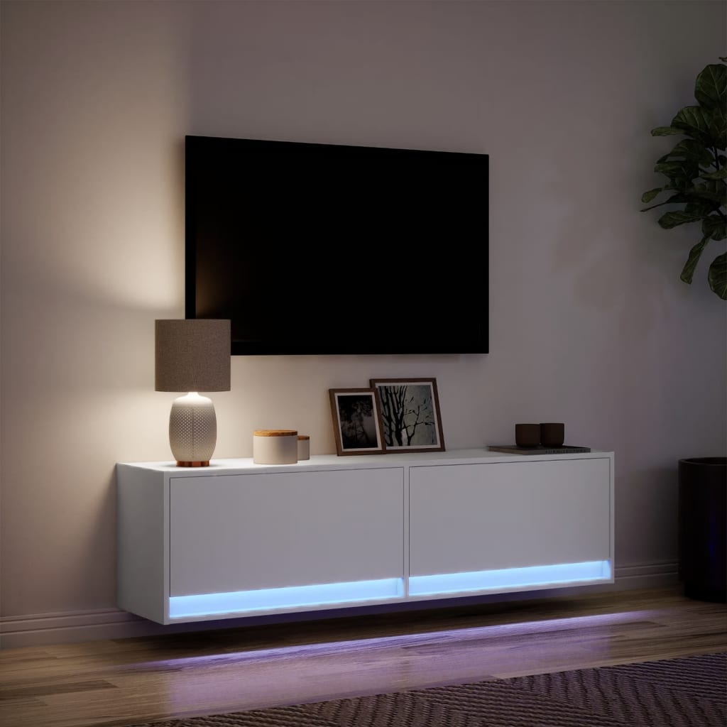 TV-Wandschrank mit LED-Beleuchtung Weiß 140x31x38 cm