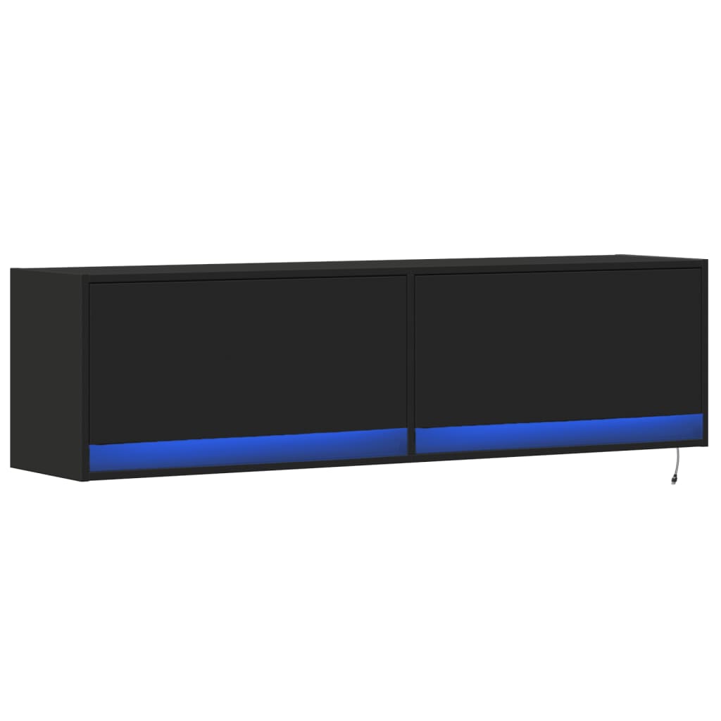 TV-Wandschrank mit LED-Beleuchtung Schwarz 140x31x38 cm