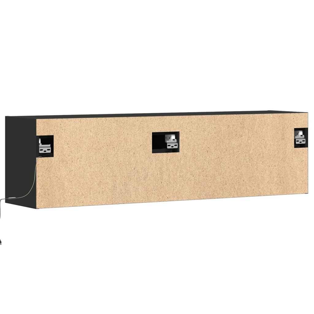 TV-Wandschrank mit LED-Beleuchtung Schwarz 140x31x38 cm