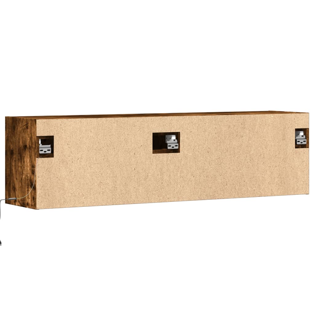 TV-Wandschrank mit LED-Beleuchtung Räuchereiche 140x31x38 cm