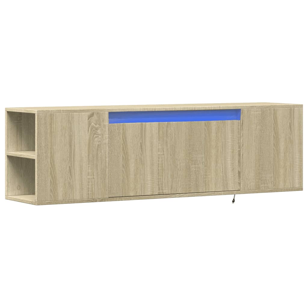 TV-Wandschrank mit LED-Beleuchtung Sonoma-Eiche 135x31x39,5 cm