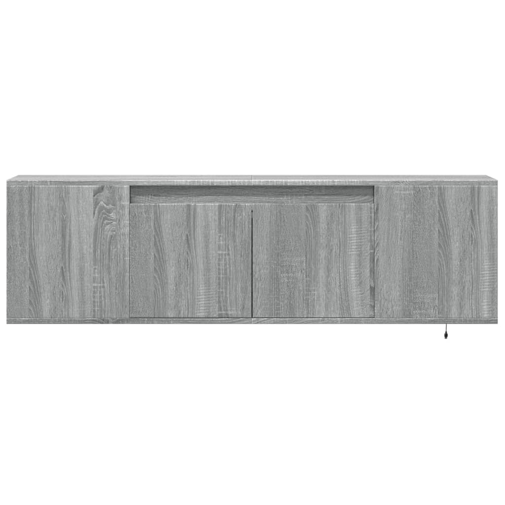 TV-Wandschrank mit LED-Beleuchtung Grau Sonoma 135x31x39,5 cm