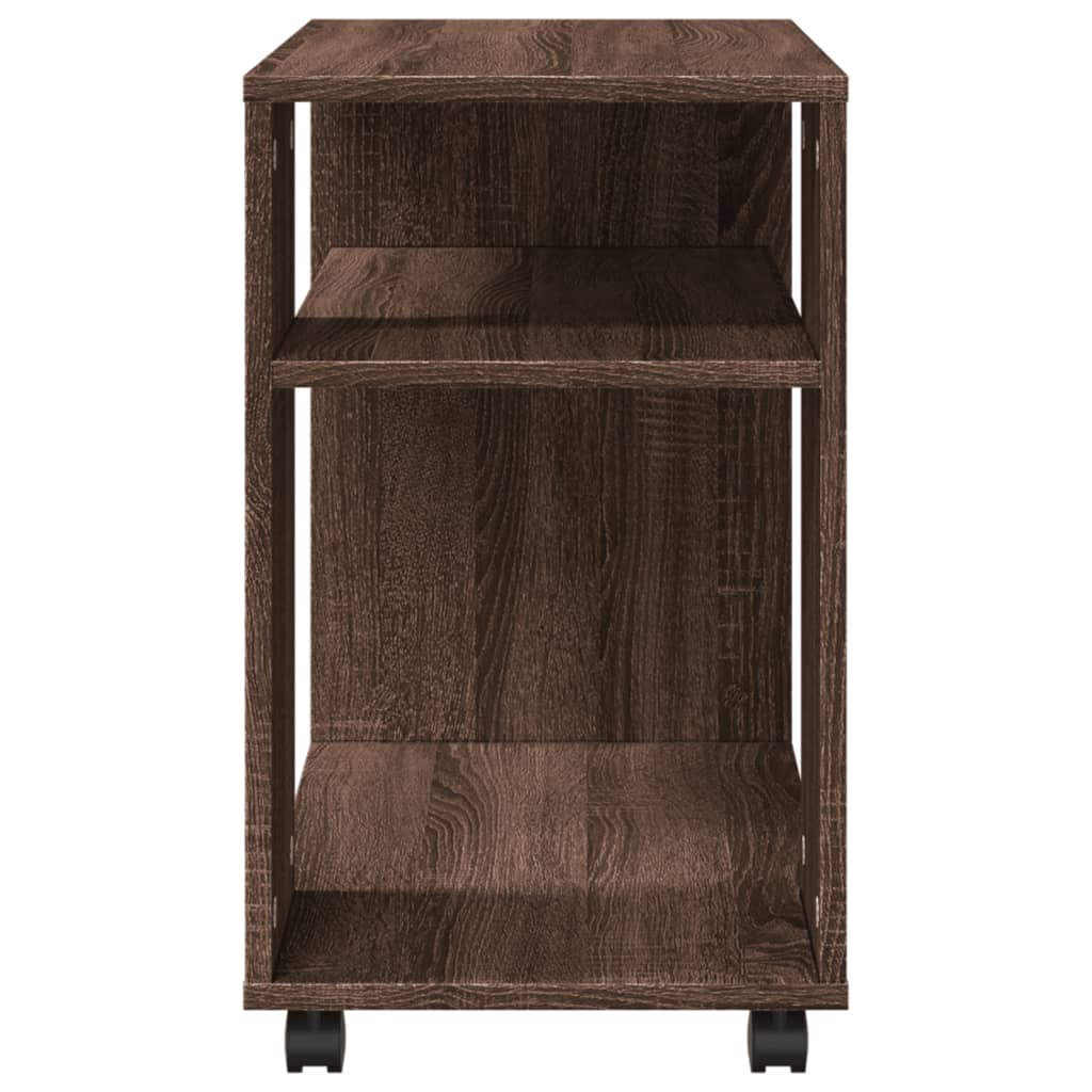 Beistelltisch mit Rollen Braun Eiche 70x35x60 cm Holzwerkstoff