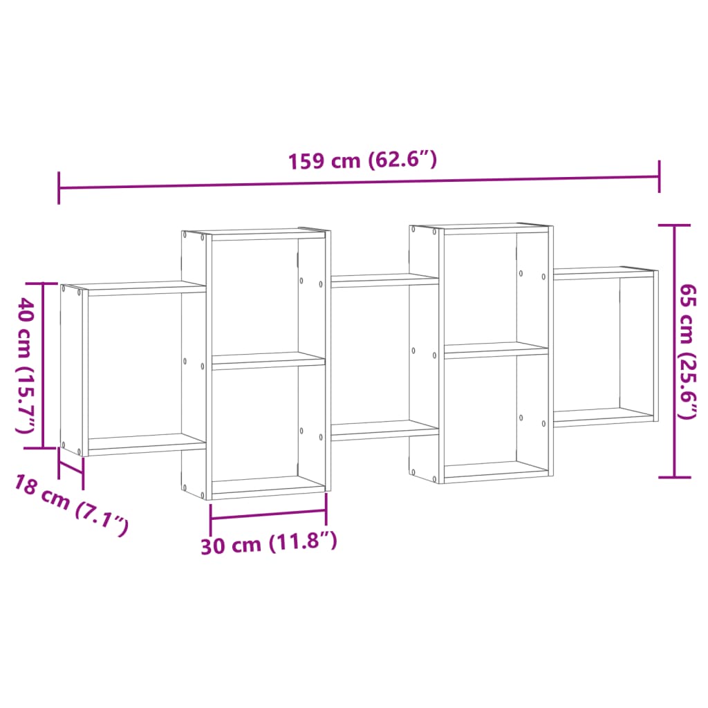 Wandregal Grau Sonoma 159x18x65 cm Holzwerkstoff