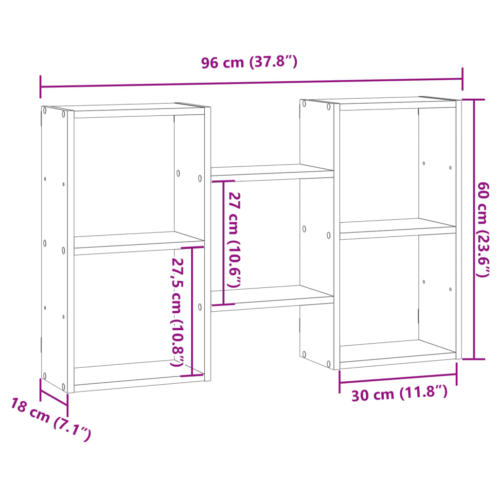 Wandregal Braun Eichen-Optik 96x18x60 cm Holzwerkstoff