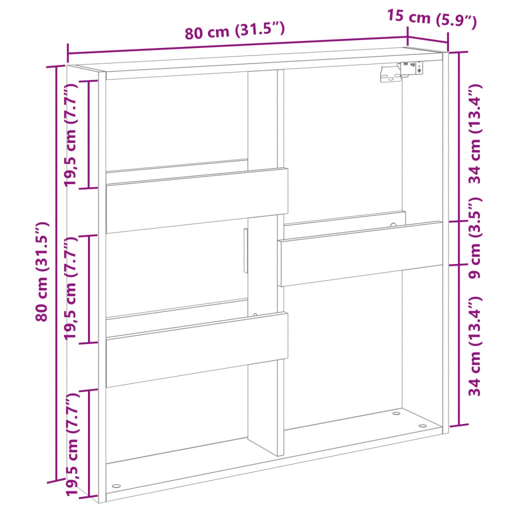 Wandschrank Artisan-Eiche 80x15x80 cm Holzwerkstoff