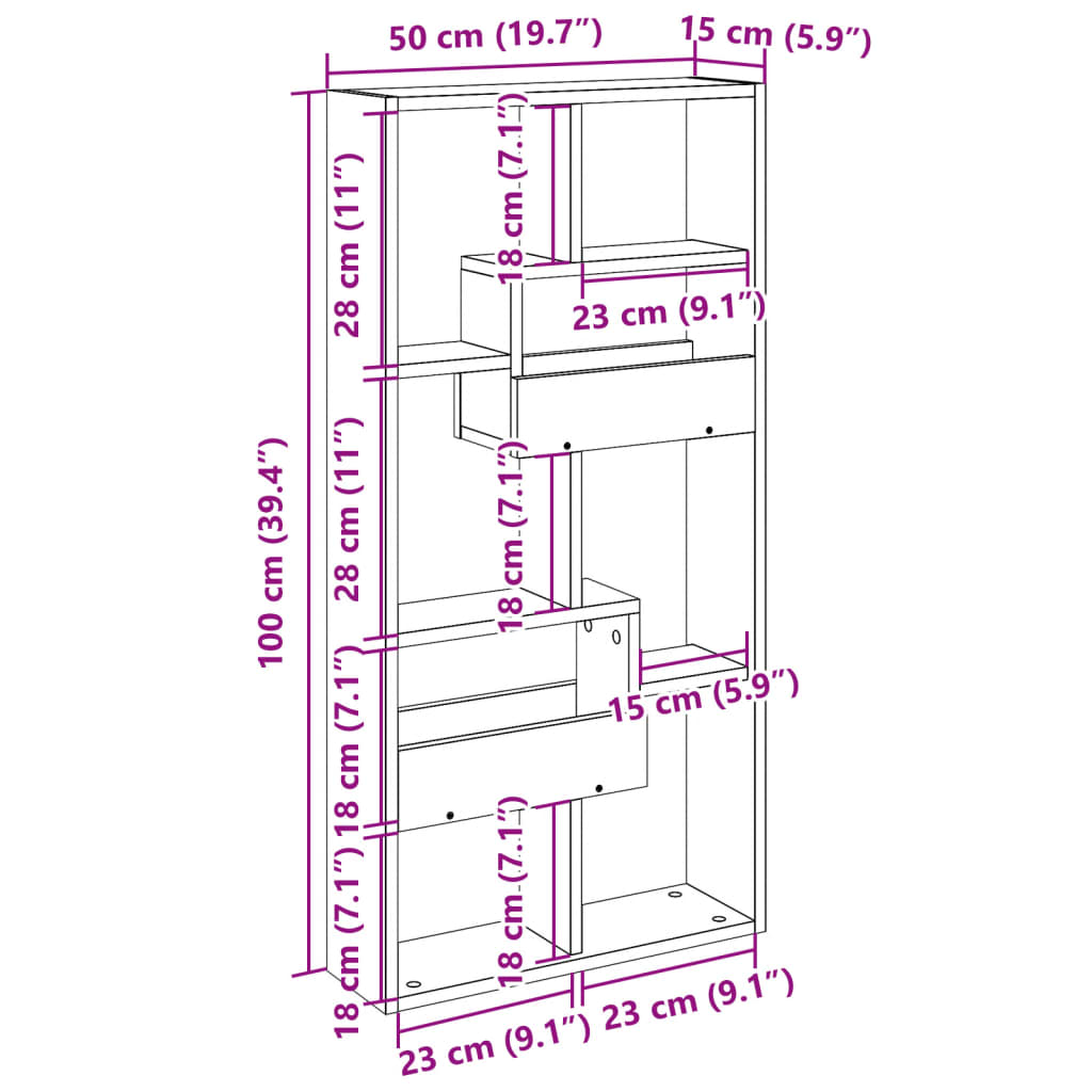 Wandschrank Altholz-Optik 50x15x100 cm Holzwerkstoff