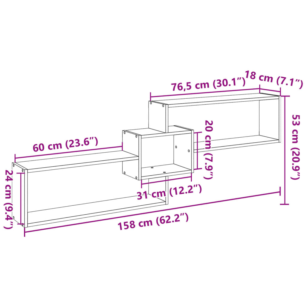 Wandschrank 158x18x53 cm Altholz-Optik Holzwerkstoff