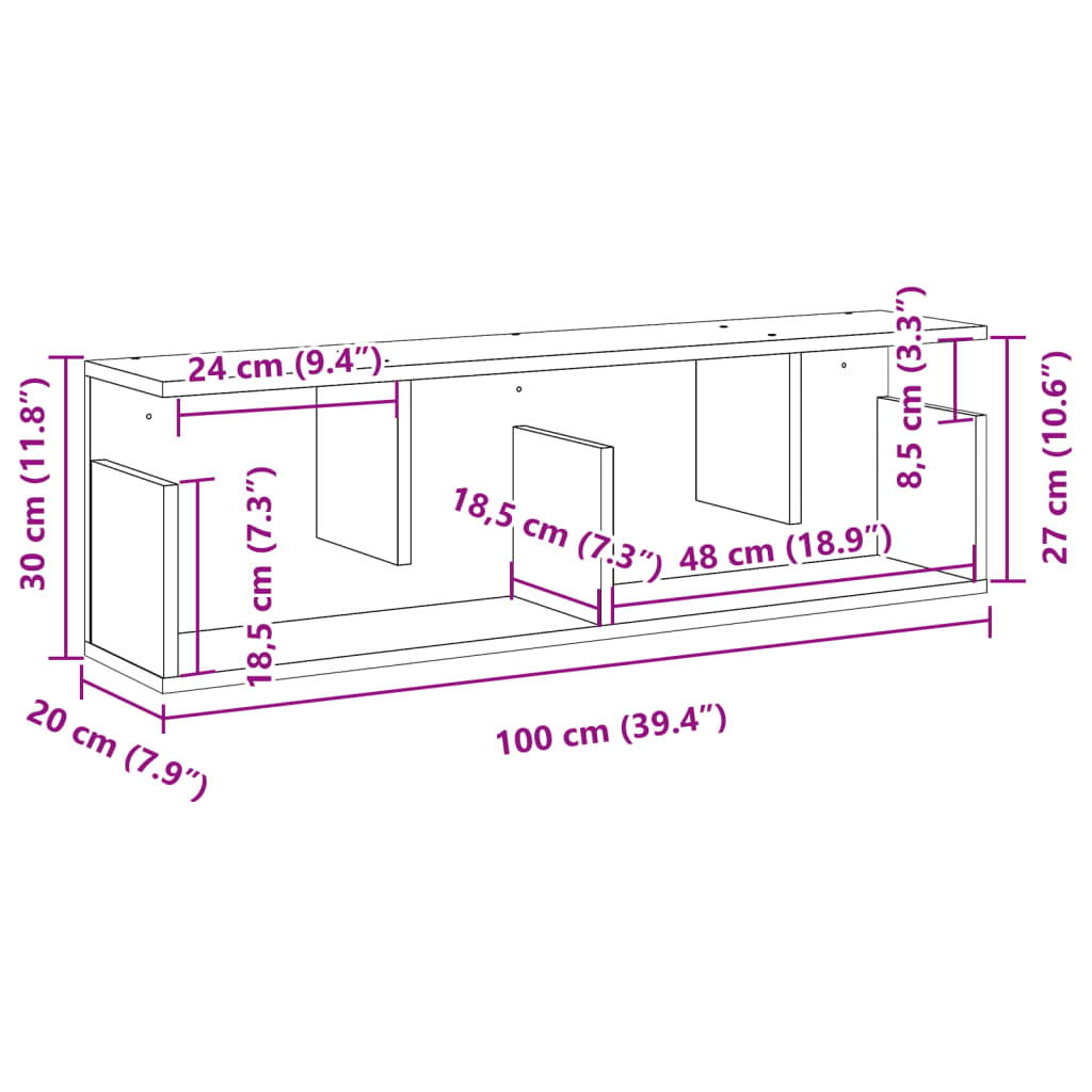 Wandschrank 100x20x30 cm Weiß Holzwerkstoff