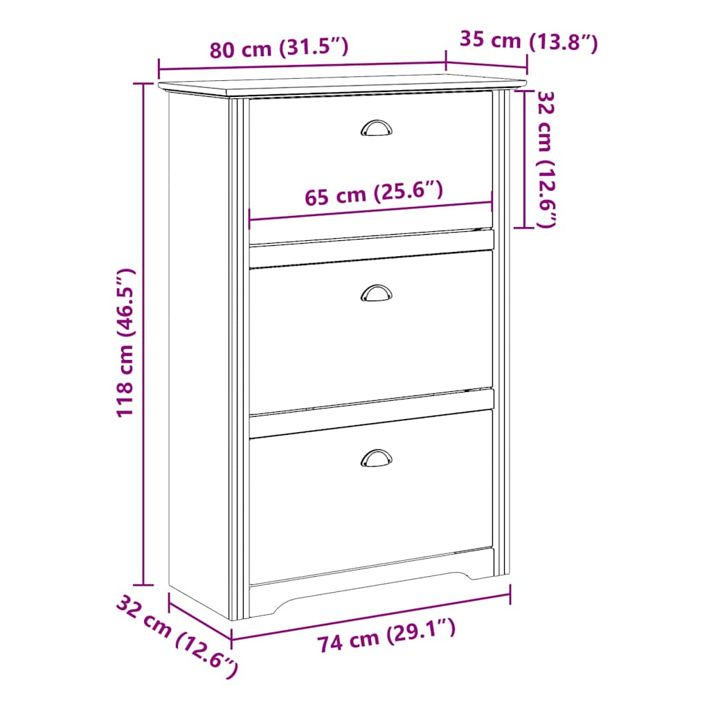 Schuhregal BODO Weiß und Braun 80x35x118 cm