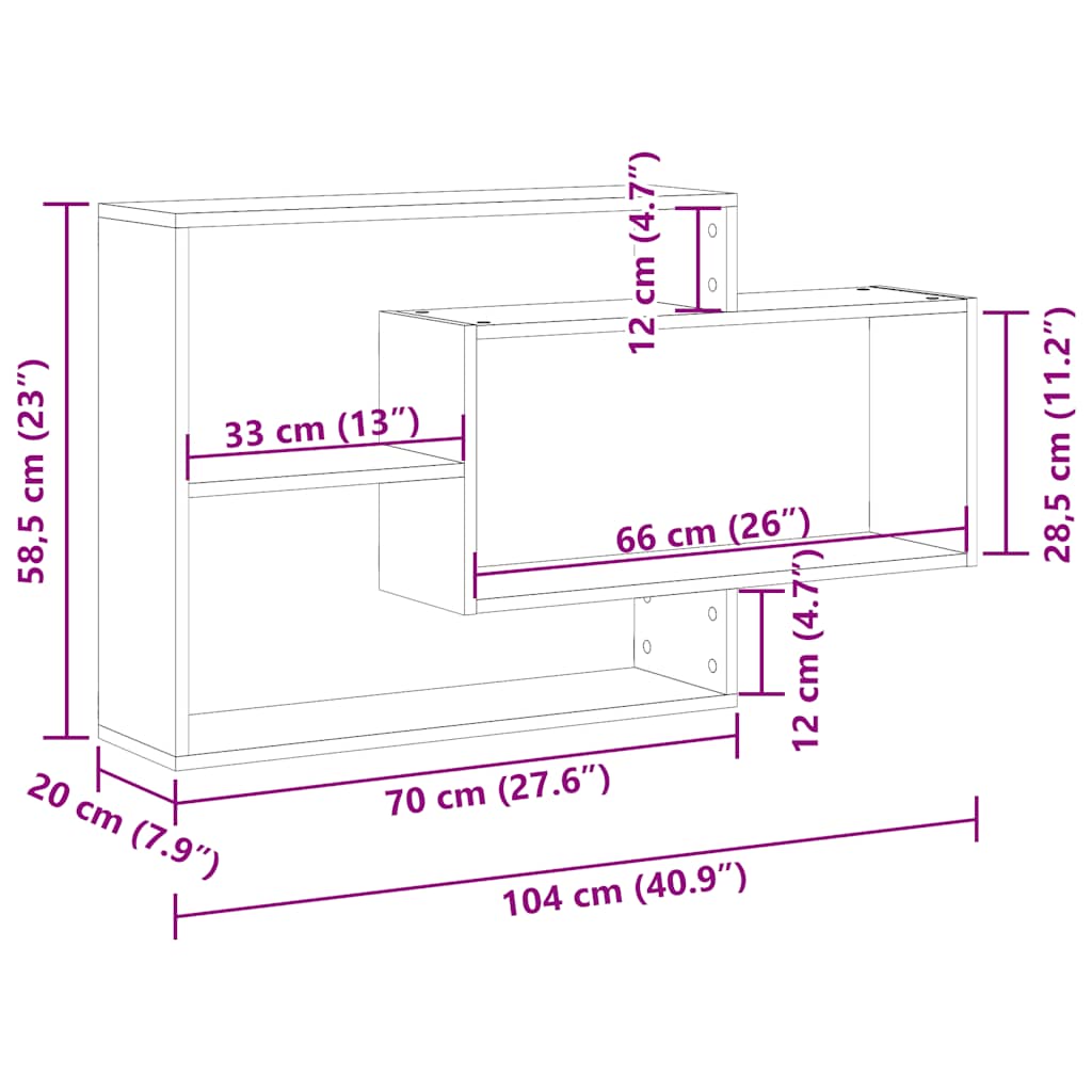 Wandregal Artisan-Eiche 104x20x58,5 cm Holzwerkstoff