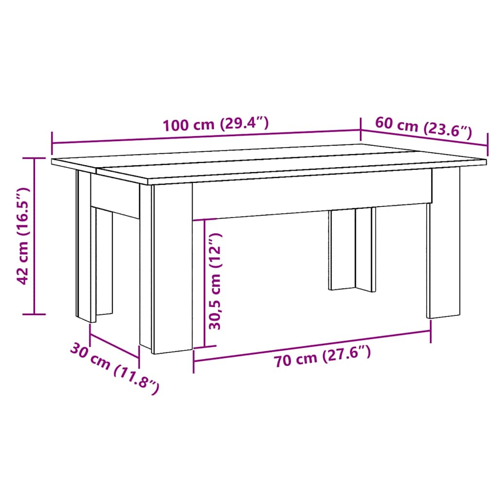 Couchtisch Altholz-Optik 100x60x42 cm Holzwerkstoff