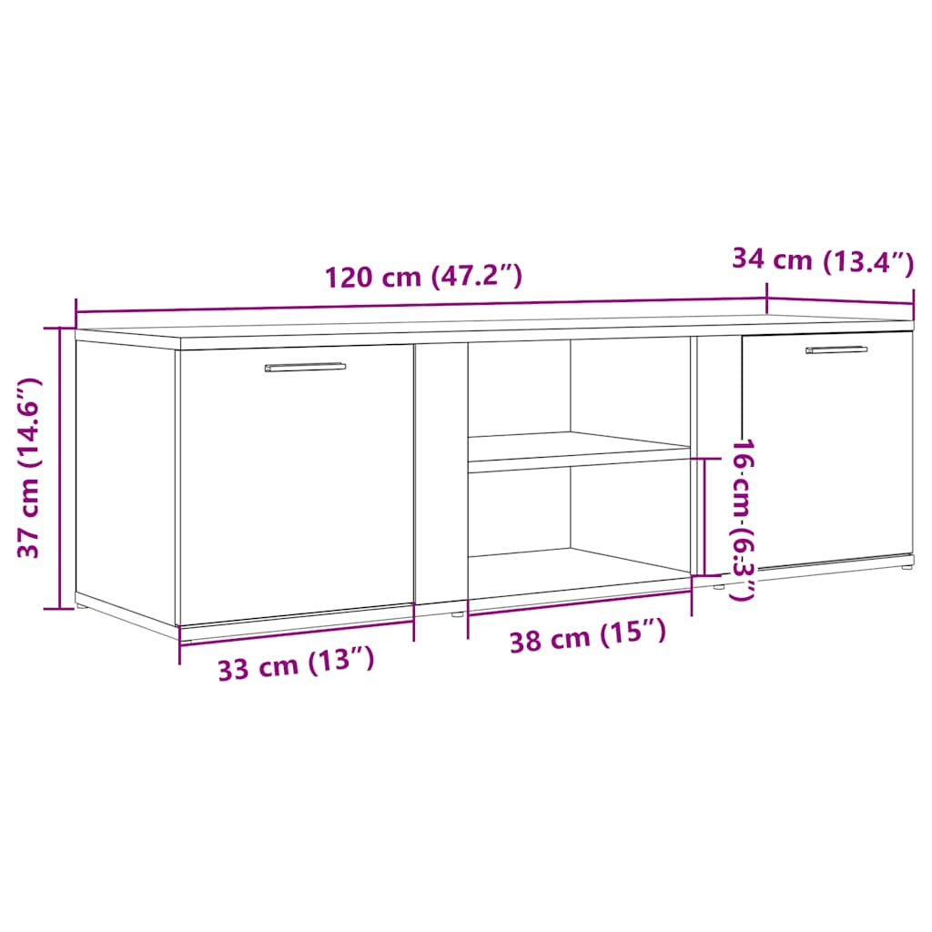 TV-Schrank Artisan-Eiche 120x34x37 cm Holzwerkstoff