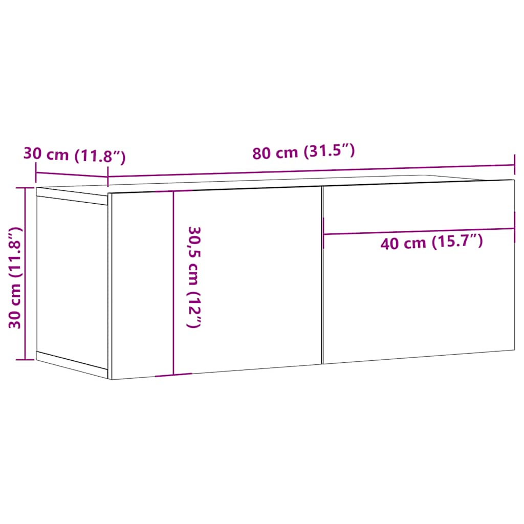 TV-Wandschrank Artisan-Eiche 80x30x30 cm Holzwerkstoff