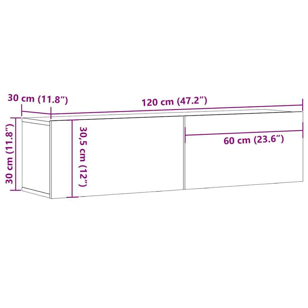 TV-Wandschrank Altholz-Optik 120x30x30 cm Holzwerkstoff