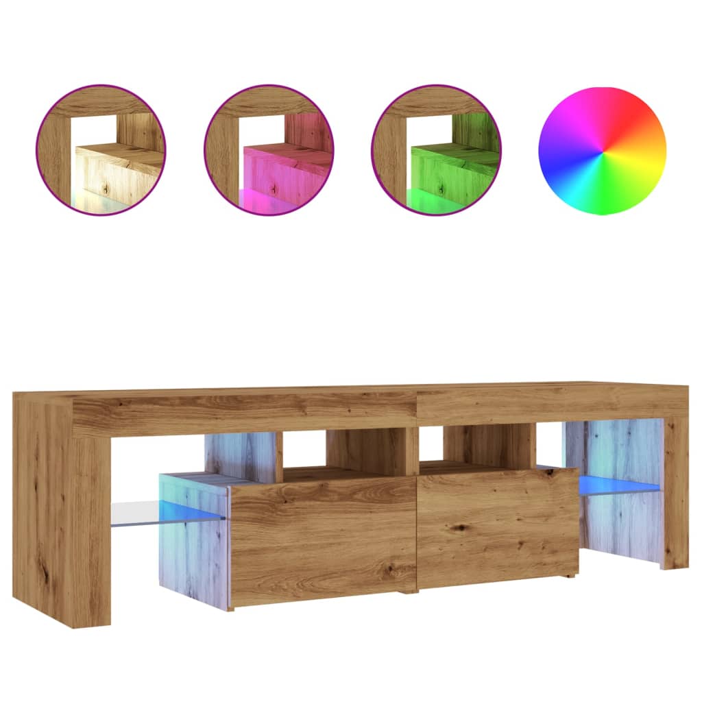 TV-Schrank mit LED Artisan-Eiche 140x36,5x40 cm Holzwerkstoff