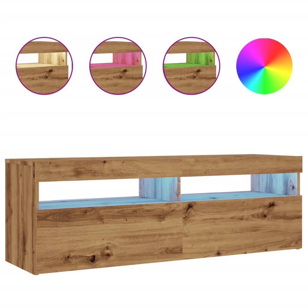 TV-Schrank mit LED Artisan-Eiche 120x35x40 cm Holzwerkstoff