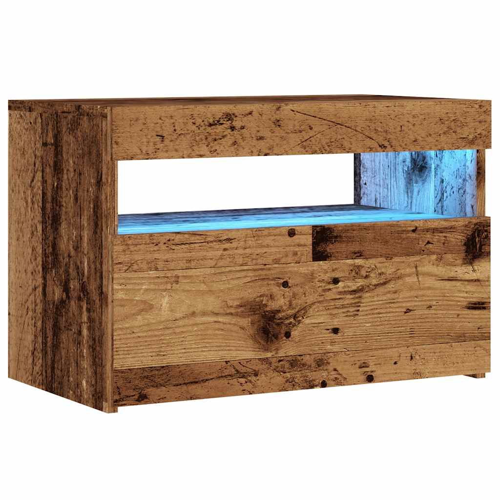 TV-Schrank mit LED-Leuchten Altholz-Optik 60x35x40 cm