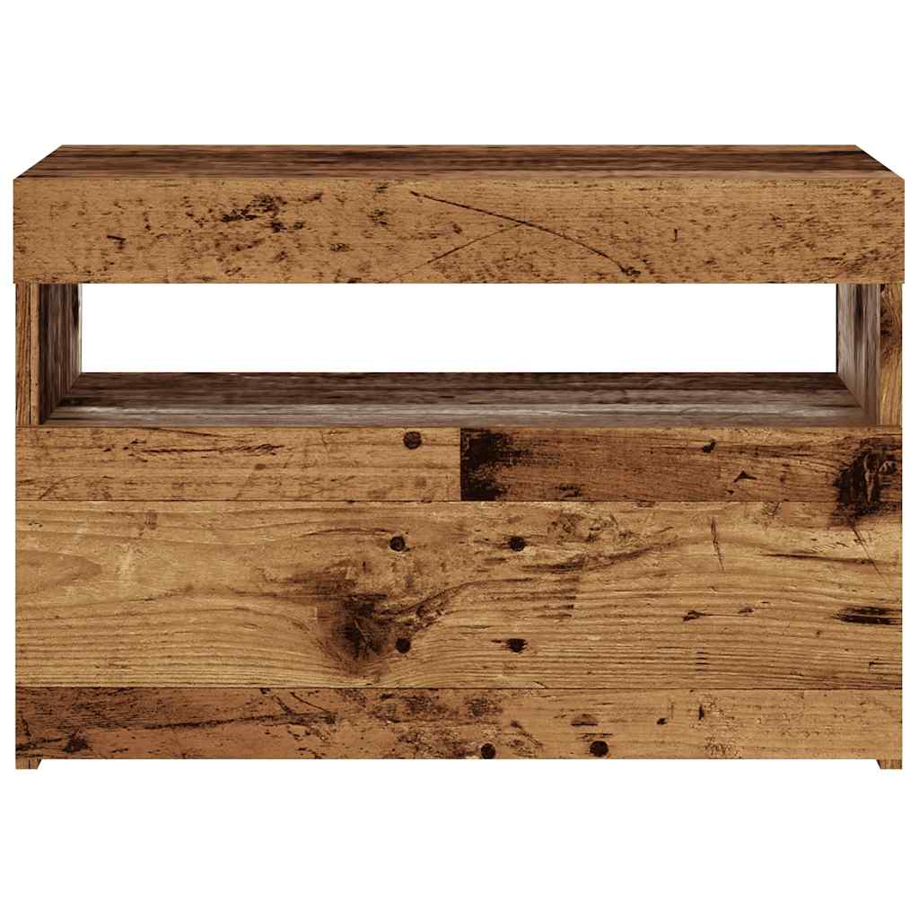 TV-Schrank mit LED-Leuchten Altholz-Optik 60x35x40 cm