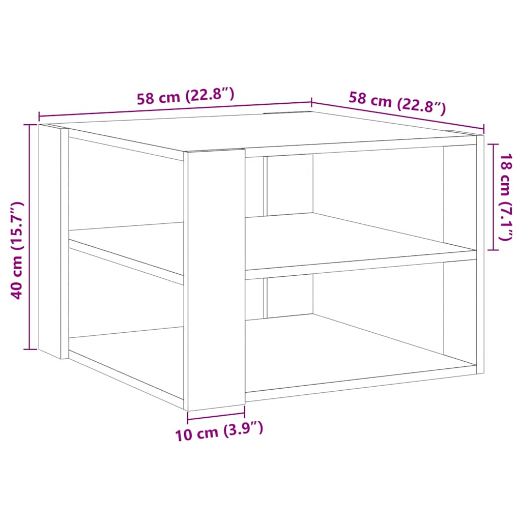 Couchtisch Artisan-Eiche 58x58x40 cm Holzwerkstoff