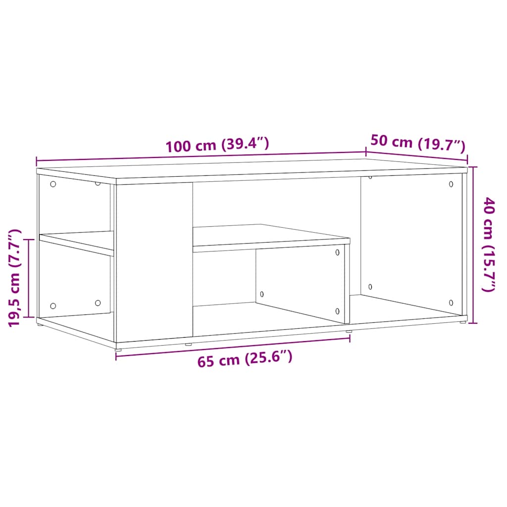 Couchtisch Artisan-Eiche 100x50x40 cm Holzwerkstoff