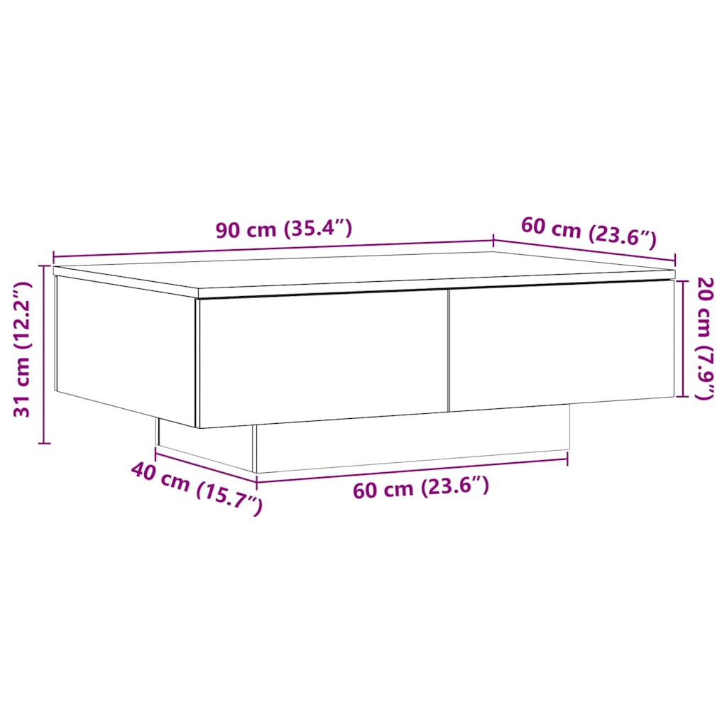 Couchtisch Altholz-Optik 90x60x31 cm Holzwerkstoff