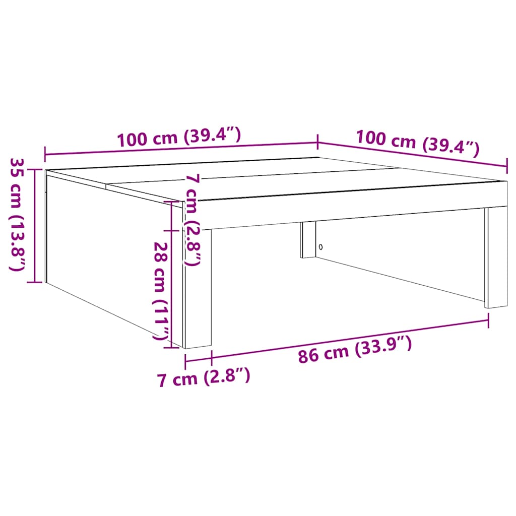 Couchtisch Altholz-Optik 100x100x35 cm Holzwerkstoff