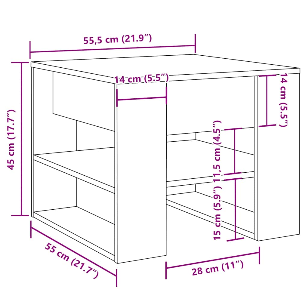 Couchtisch Artisan-Eiche 55,5x55x45 cm Holzwerkstoff