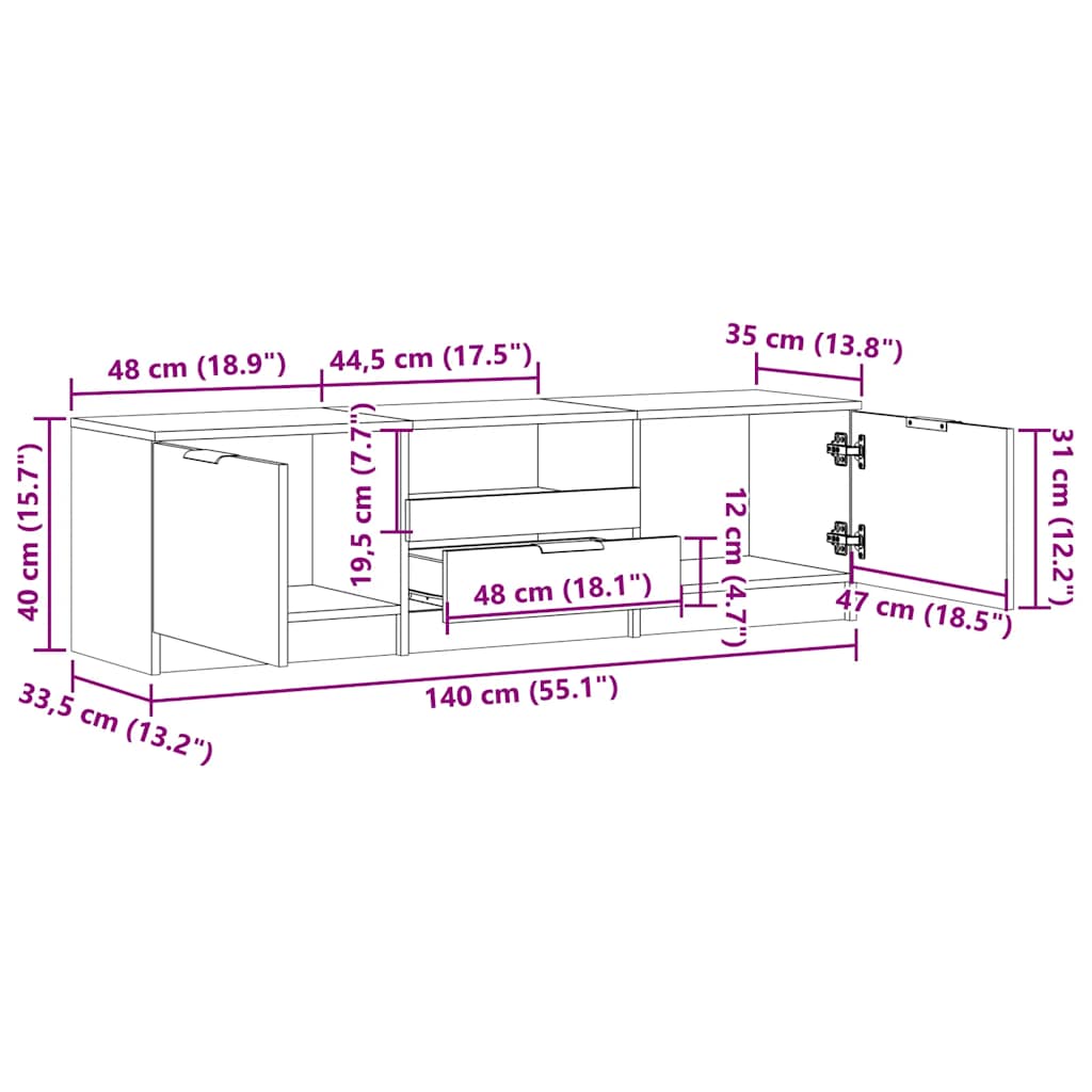 TV-Schrank Altholz-Optik 140x35x40 cm Holzwerkstoff