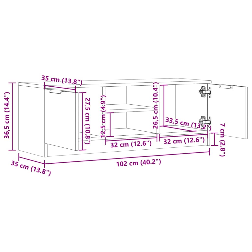 TV-Schrank Altholz-Optik 102x35x36,5 cm Holzwerkstoff