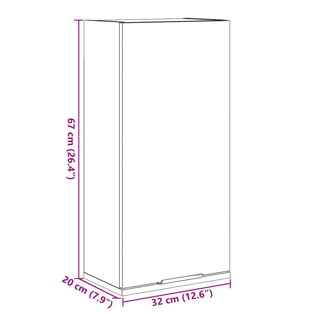 Wand-Badschrank Betongrau 32x20x67 cm