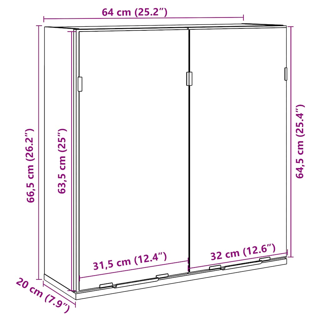 Bad-Spiegelschrank Betongrau 64x20x66,5 cm Holzwerkstoff