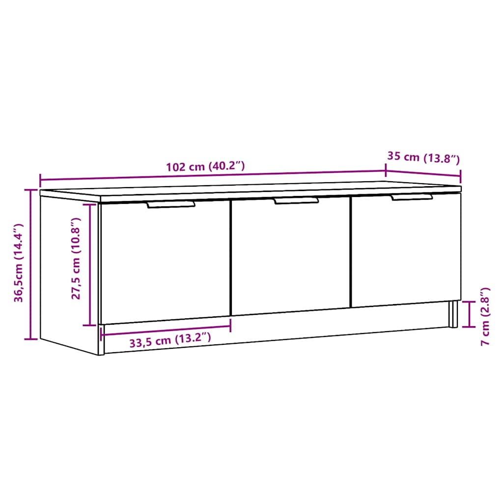 TV-Schrank Altholz-Optik 102x35x36,5 cm Holzwerkstoff