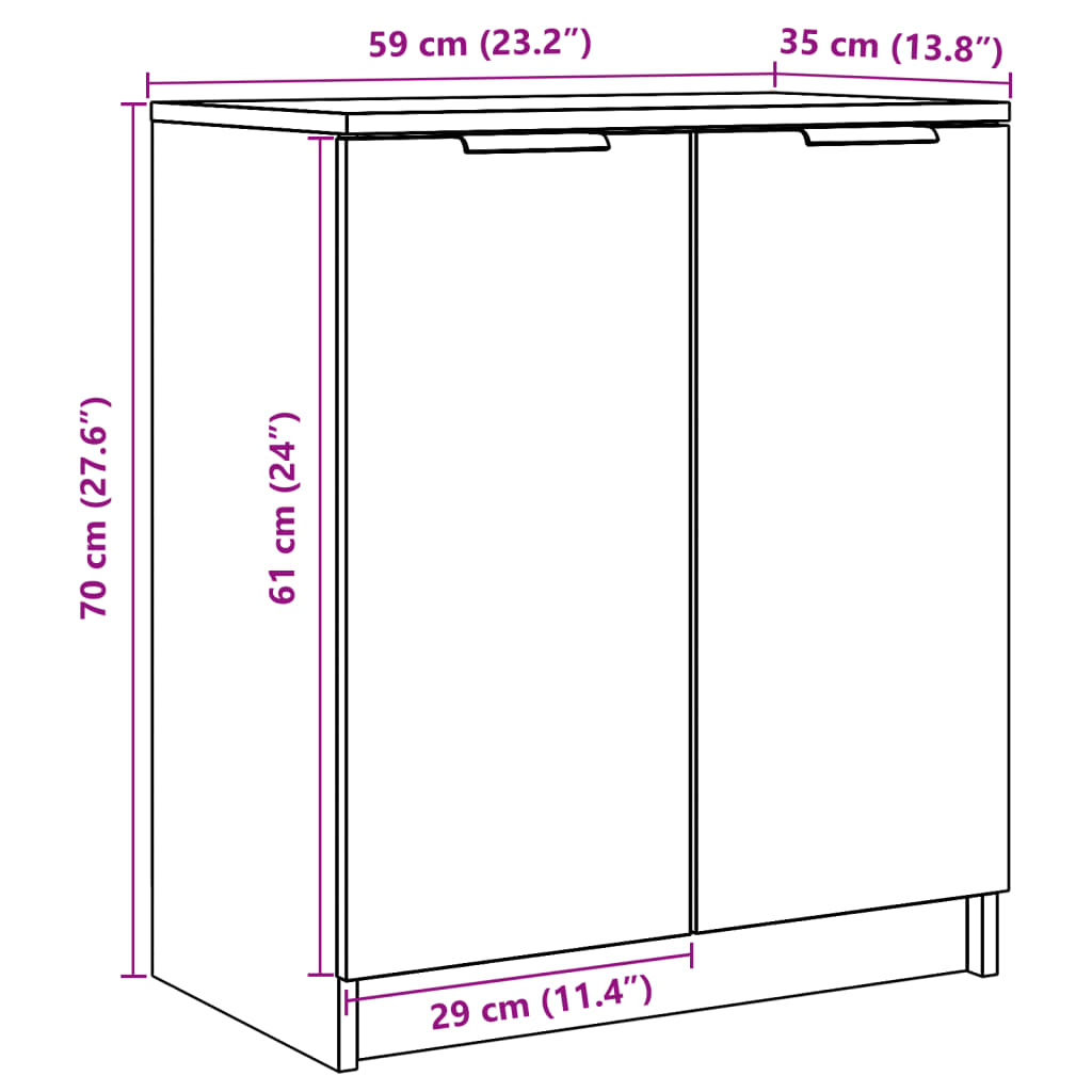 Schuhschrank Artisan-Eiche 59x35x70 cm Holzwerkstoff