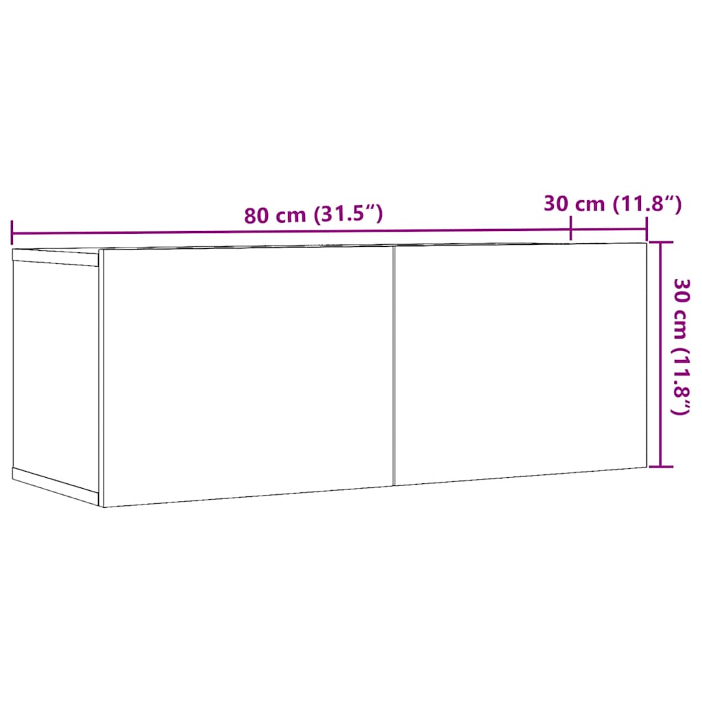 TV-Wandschränke 2 Stk. Altholz-Optik 80x30x30 cm