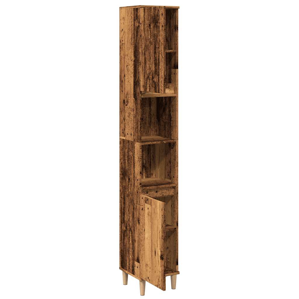 Badschrank Altholz-Optik 30x30x190 cm Holzwerkstoff