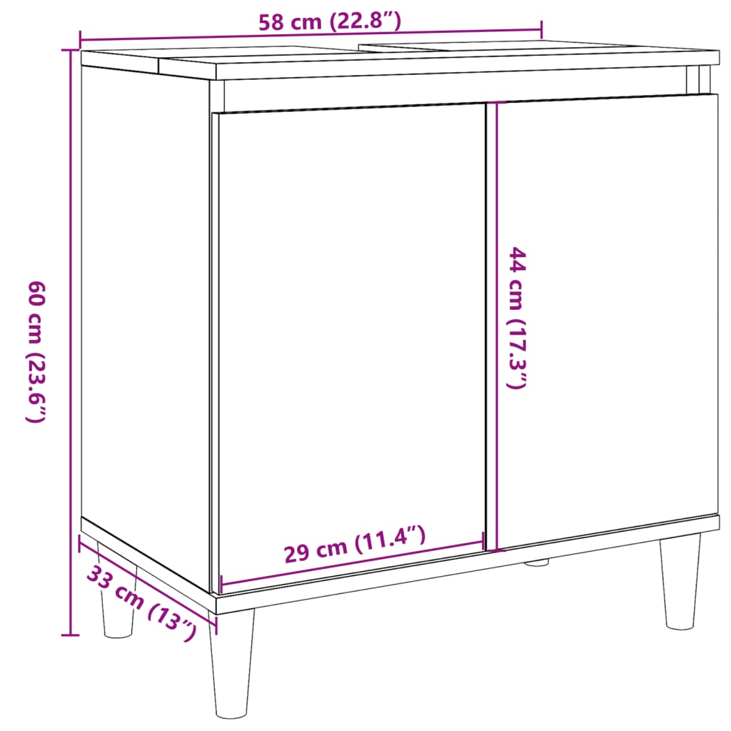 Waschbeckenunterschrank Betongrau 58x33x60 cm Holzwerkstoff