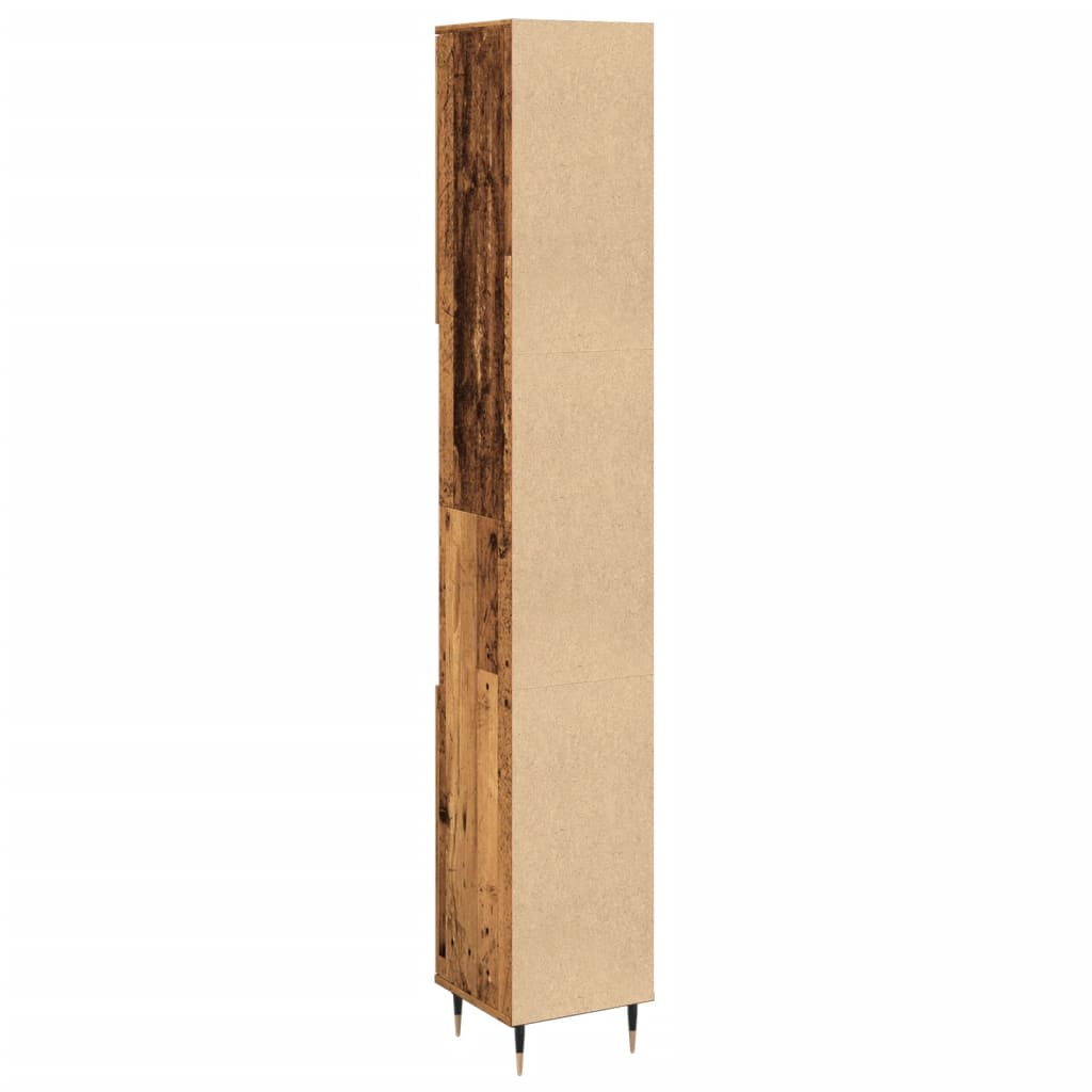 Badschrank Altholz-Optik 30x30x190 cm Holzwerkstoff