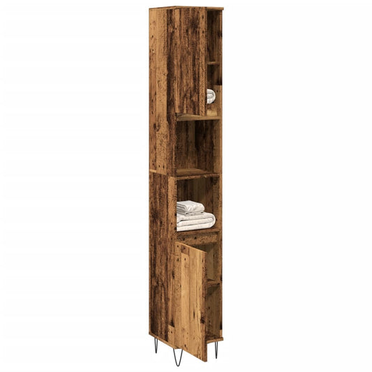 Badschrank Altholz-Optik 30x30x190 cm Holzwerkstoff