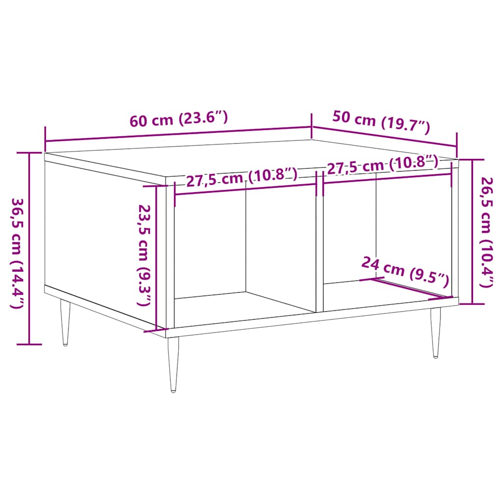 Couchtisch Altholz-Optik 60x50x36,5 cm Holzwerkstoff