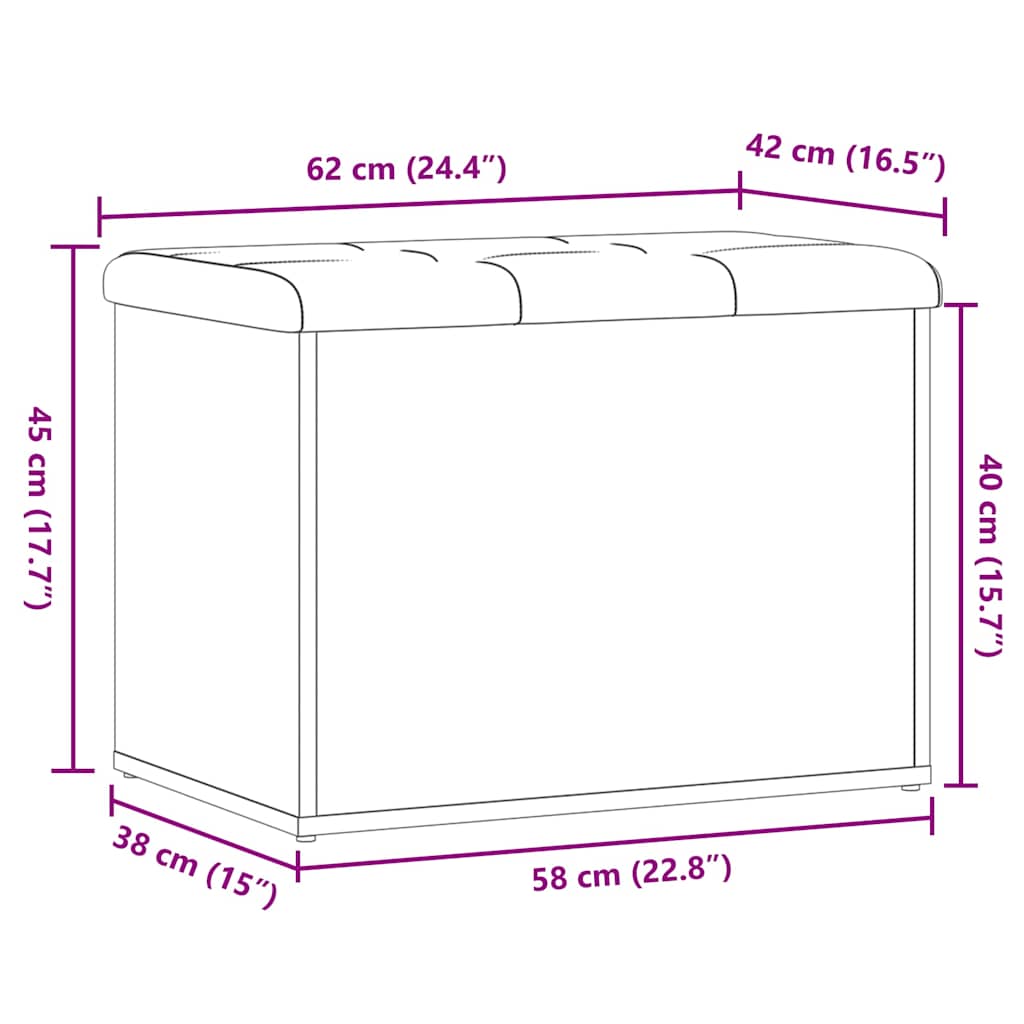 Sitzbank mit Stauraum Altholz-Optik 62x42x45 cm Holzwerkstoff