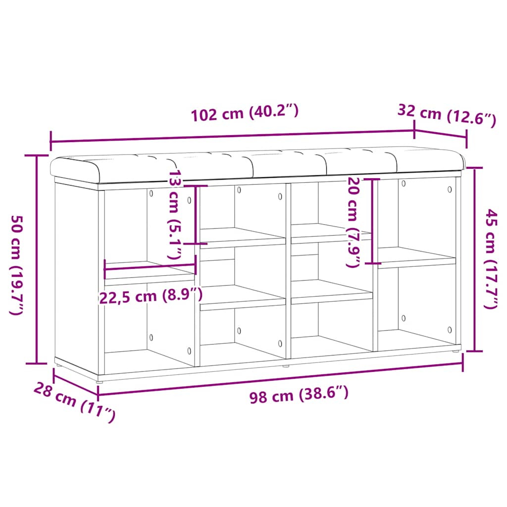 Schuhbank Altholz-Optik 102x32x50 cm Holzwerkstoff