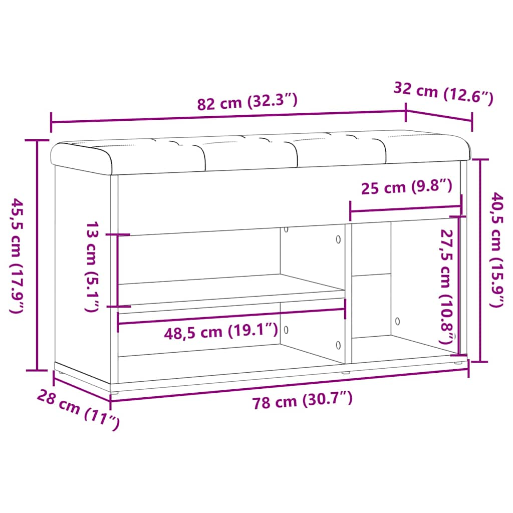 Schuhbank Artisan-Eiche 82x32x45,5 cm Holzwerkstoff