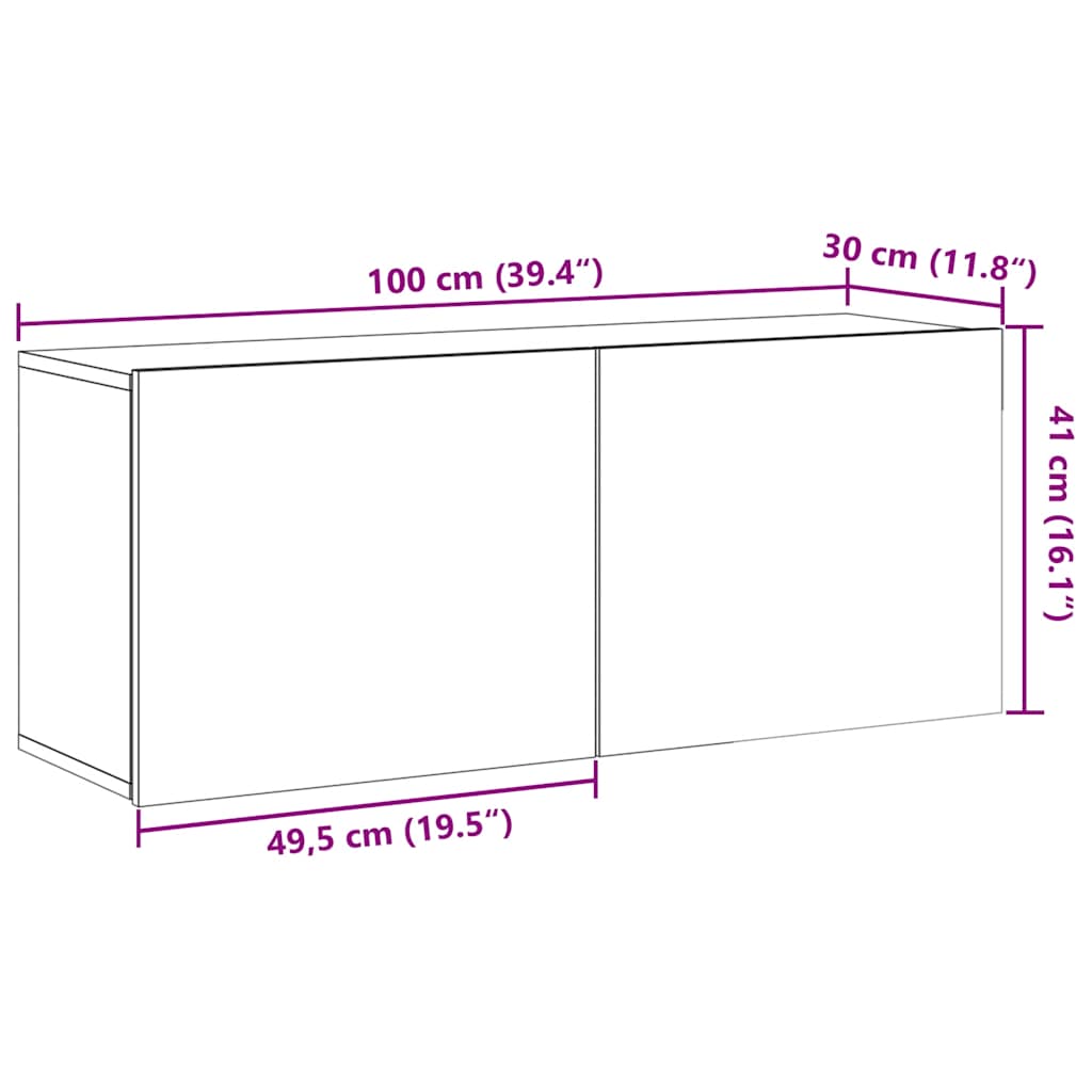 TV-Wandschrank Altholz-Optik 100x30x41 cm