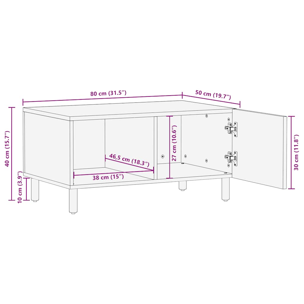 Couchtisch Braun 80x50x40 cm Massivholz Mango